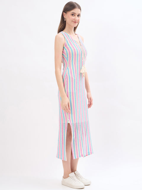 Madame Striped Beige Cotton Dress