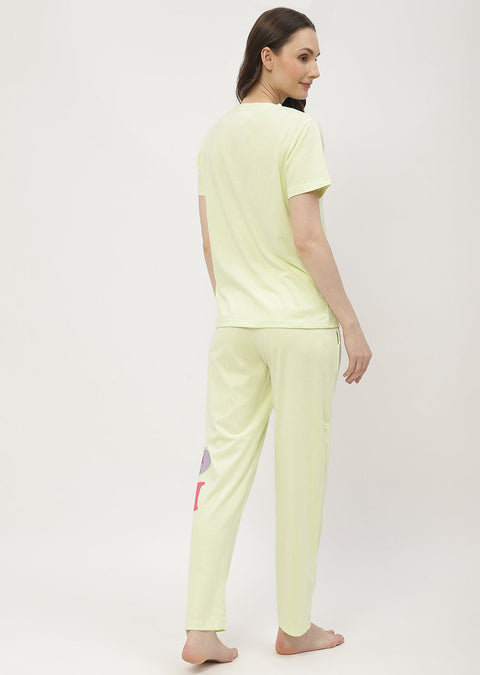 mSECRET Disney Pooh Printed T-shirt with Pajama Neon Nightsuit