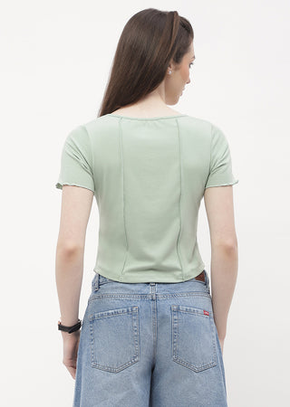 Madame Solid Mint Green Corset Style Top