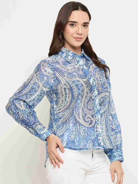 Madame Paisley Print Blue Shirt