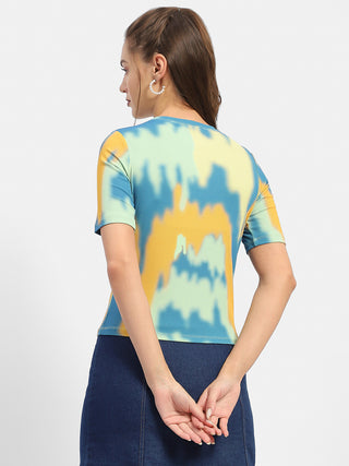 Madame Abstract Print Orange Regular T-Shirt