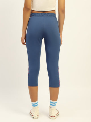 mSECRET Printed Blue Cotton Blend Capri