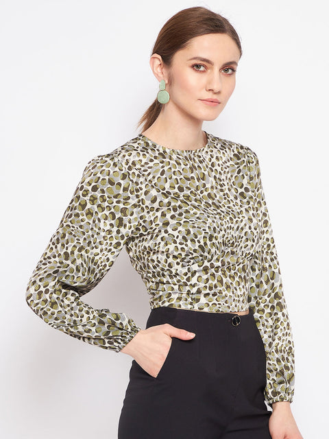 Madame Printed Olive Corset Top