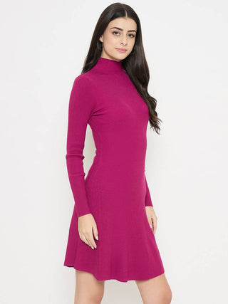 Madame A-Line Viscose Magenta Mini Dress