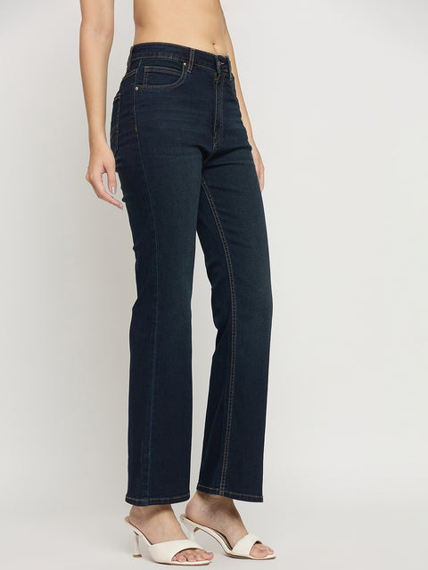 Madame Midnight Blue BCI Cotton Whiskered Flared Ankle Jeans