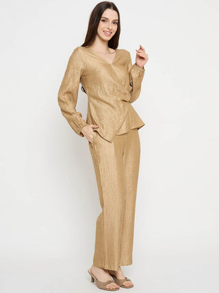 Madame Tie Knot Top and Straight Bottoms Golden Yellow Co-ord Set