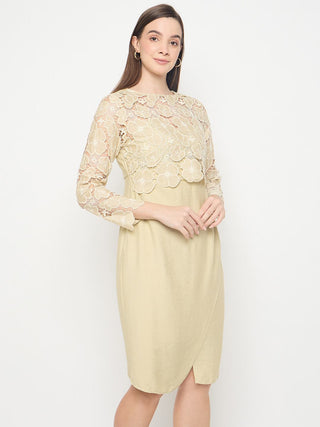 Madame Lace Overlay Wrap Lemon Yellow Dress