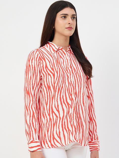 Madame Red Printed Rayon Shirt