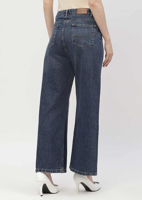Madame Light Washed Dark Blue Wide Leg Jeans