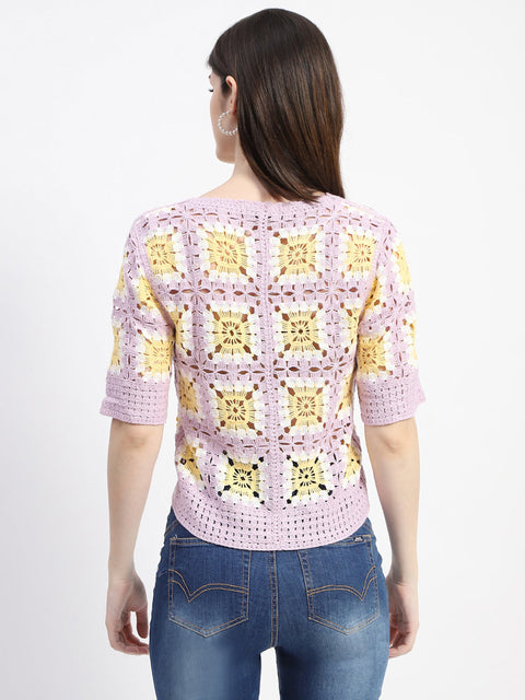 Madame Mauve Cotton Crochet Top