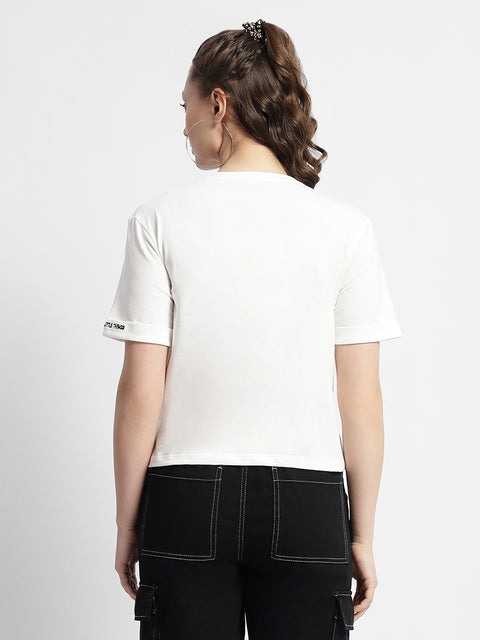 Madame Applique Pocket White Coloured T-Shirt