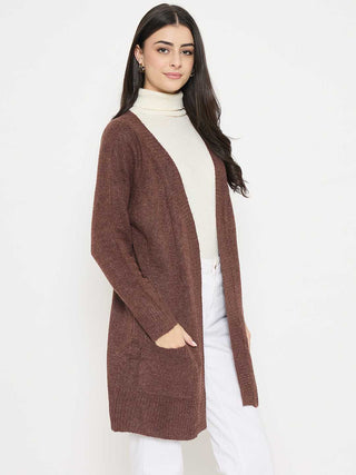 Madame Acrylic Chocolate Brown Long Open Shrug