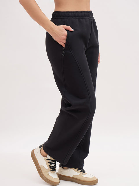 Madame Black Cotton Track Pants