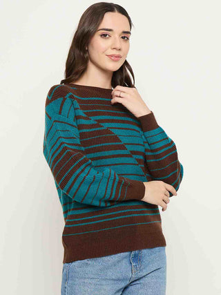 Madame Brown Stripe Print Sweater
