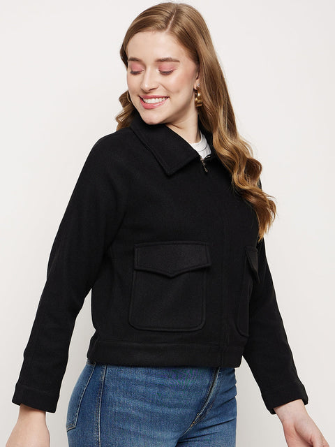 Madame Black Front Pocket Shacket