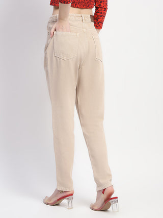 Madame Straight Fit Cotton Beige Denim