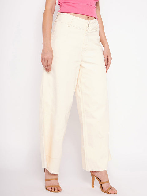 Madame Ivory Flared Cotton Pants