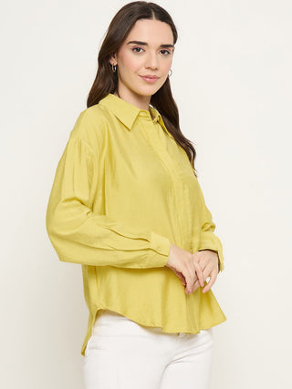 Madame Printed Placket Lemon Yellow Shirt