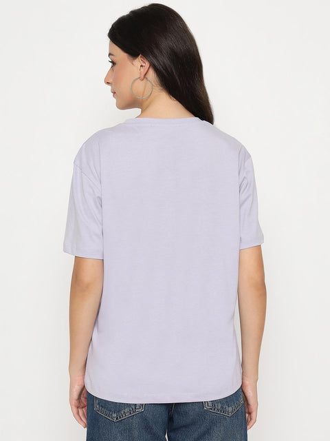 Madame Cotton Tropical Print Mauve T-shirt