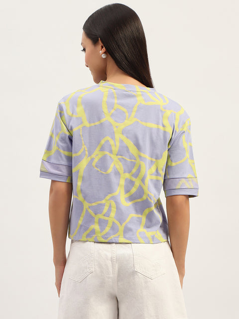 Madame Tie Dye Typography Adorned Cotton Mauve T-Shirt