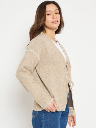 Madame Contrast Seams V Neck Sweater