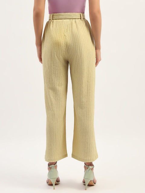 Madame Waist Belted Tapered Fit Dusty Green Trousers