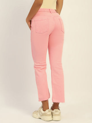 Madame Mid Rise Cotton Pink Denim