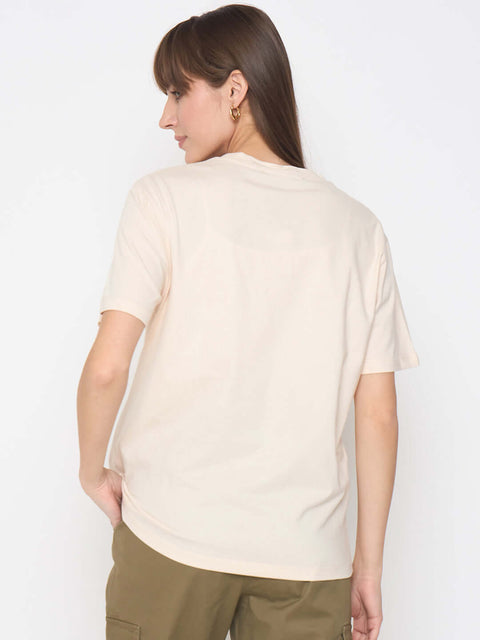 Madame Sinker Graphic Print Foil Detailed Beige Tshirt