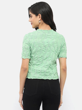 Madame Lettuce Hem Green Crinkled Top