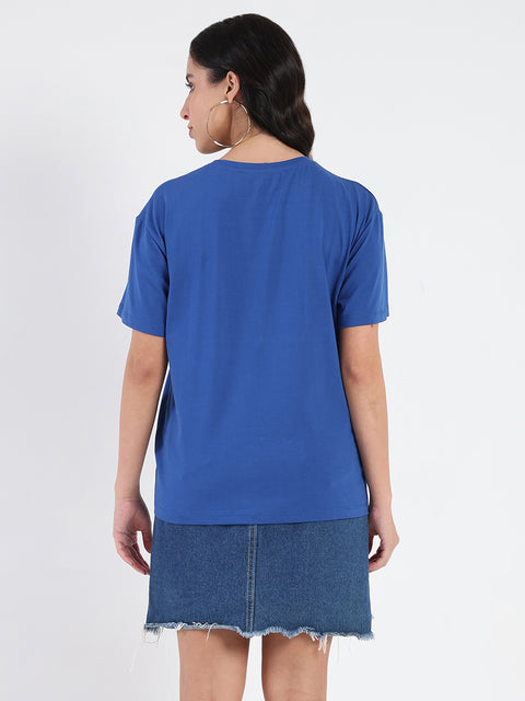 Madame Swarovski Graphic Print Royal Blue Sinker T-shirt