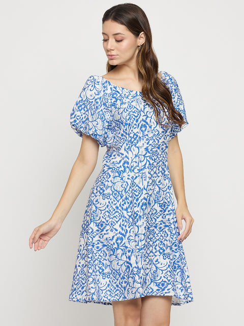 Madame Blue Rayon Blend Dress