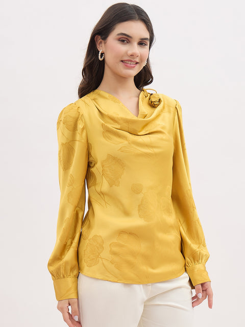 Madame Self Designed Cowl Neck Satin Top