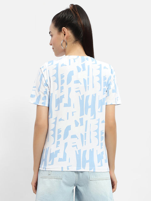 Madame Abstract Print Sea Green T-Shirt