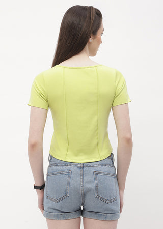 Madame Solid Neon Green Corset Style Top