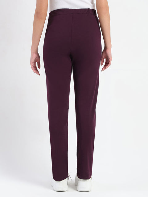 Madame Dark Purple Cotton Blend Track Bottoms