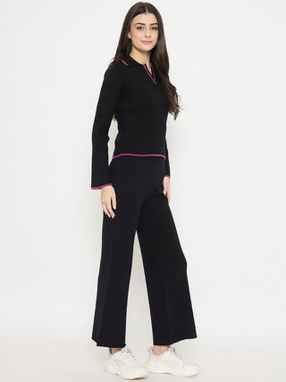 Madame Contrast Trim Black Knitted Co-ord Set