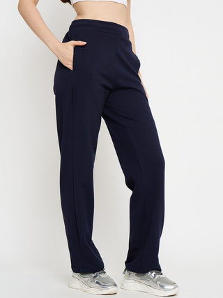 mSECRET Cotton Blend Navy Blue Straight Track Bottoms