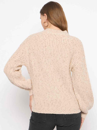 Madame Flower Applique Beige Sweater