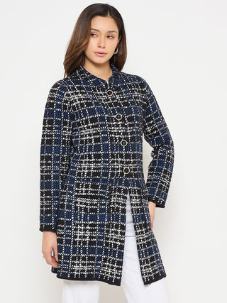 Madame Checkered Long Cardigan