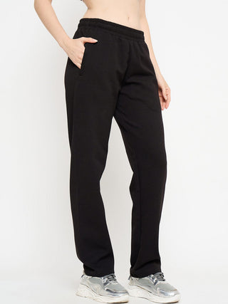 Madame Typography Print Black Straight Track Bottoms