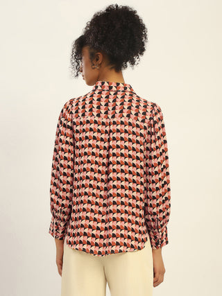 Madame Geometric Printed Rust And Brown Shirt