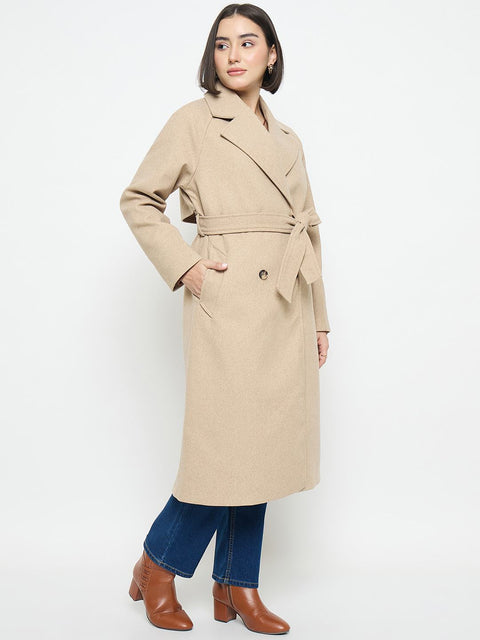 Madame Beige Belted Long Coat