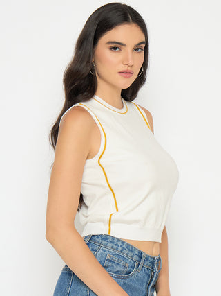 Madame Contrast Trim Yellow Knitted Top