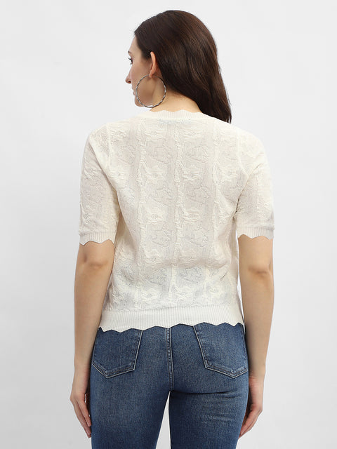 Madame Crinkled Beige Sheer Top