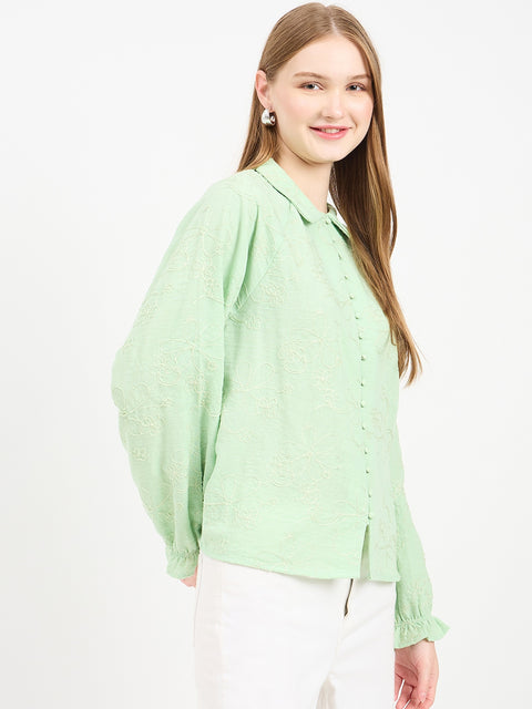 Madame Solid Mint Green Shirt