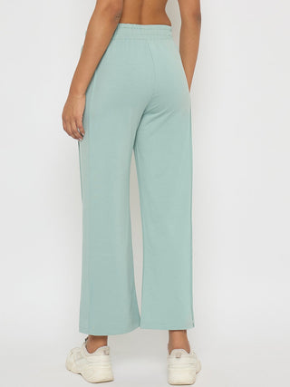 Madame Straight Fit Cotton Blend Mint Green Track Bottoms