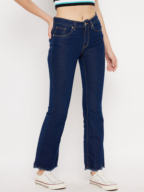 Madame Rugged Hem Dark Blue Denim Jeans