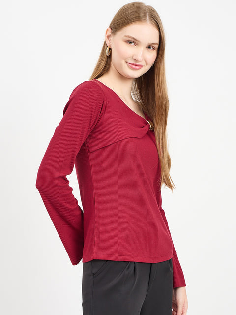 Madame Textured Maroon Top