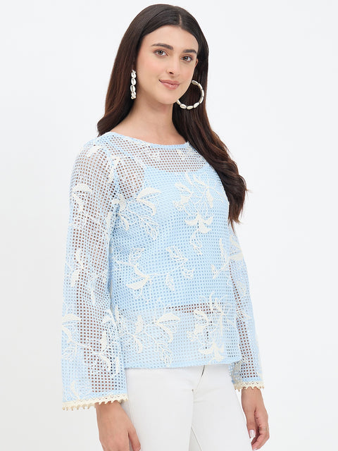 Madame Blue Printed Top