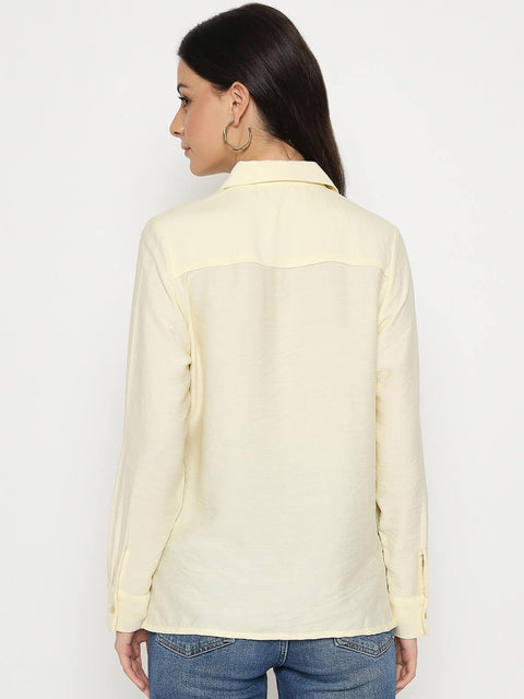 Madame Solid Cream Rayon Blend Shirt